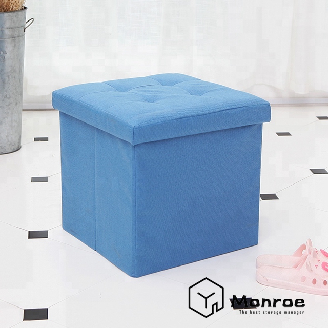 Kleine Osmanische Fußstütze aus Leinen, Robuster Faltwürfel, Hocker mit