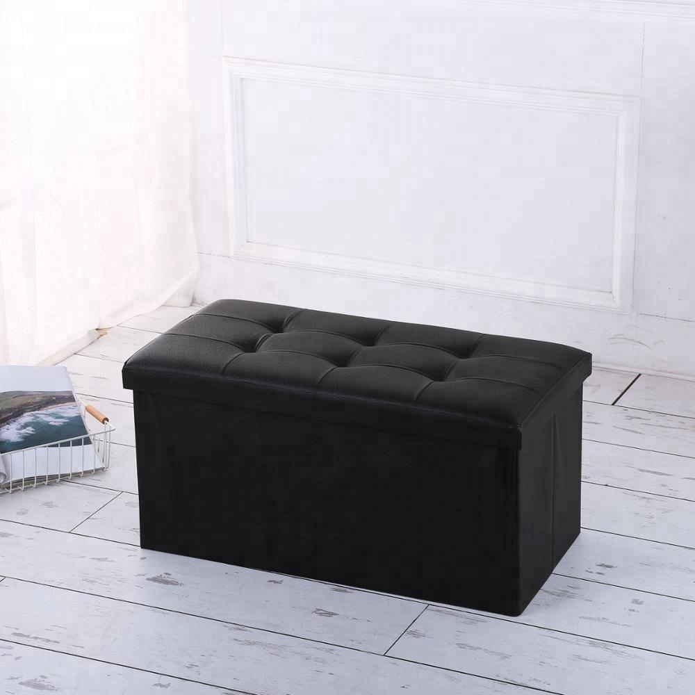 Hochwertige quadratische Plaid Leder faltbare Speicher Schuh Bank