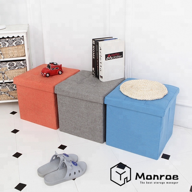 Kleine Osmanische Fußstütze aus Leinen, Robuster Faltwürfel, Hocker mit