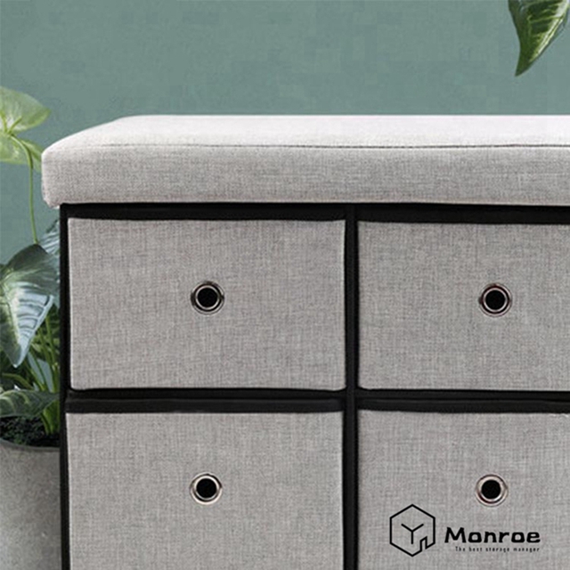 Otto & Ben Faltbare Spielzeugkiste mit SMART LIFT Top Leinen Ottomans